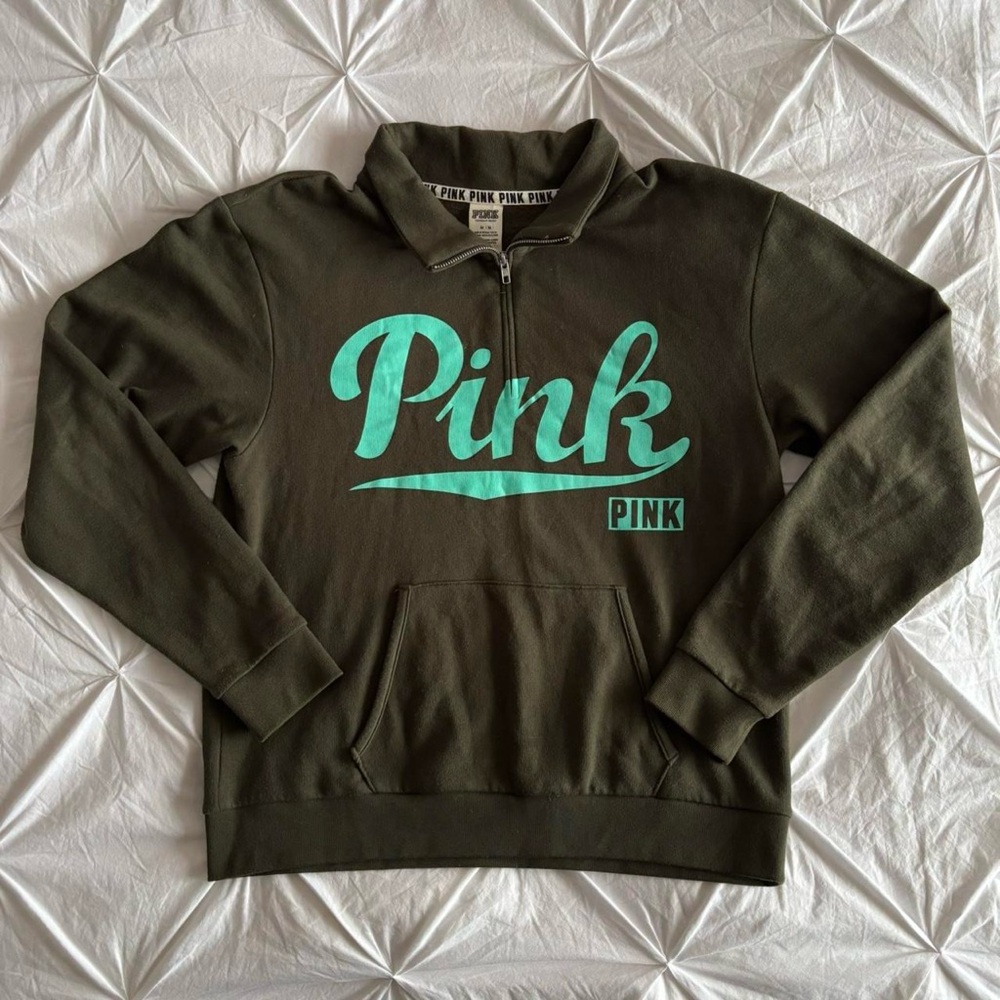 victoria's secret pink quarter zip sweatshirt
